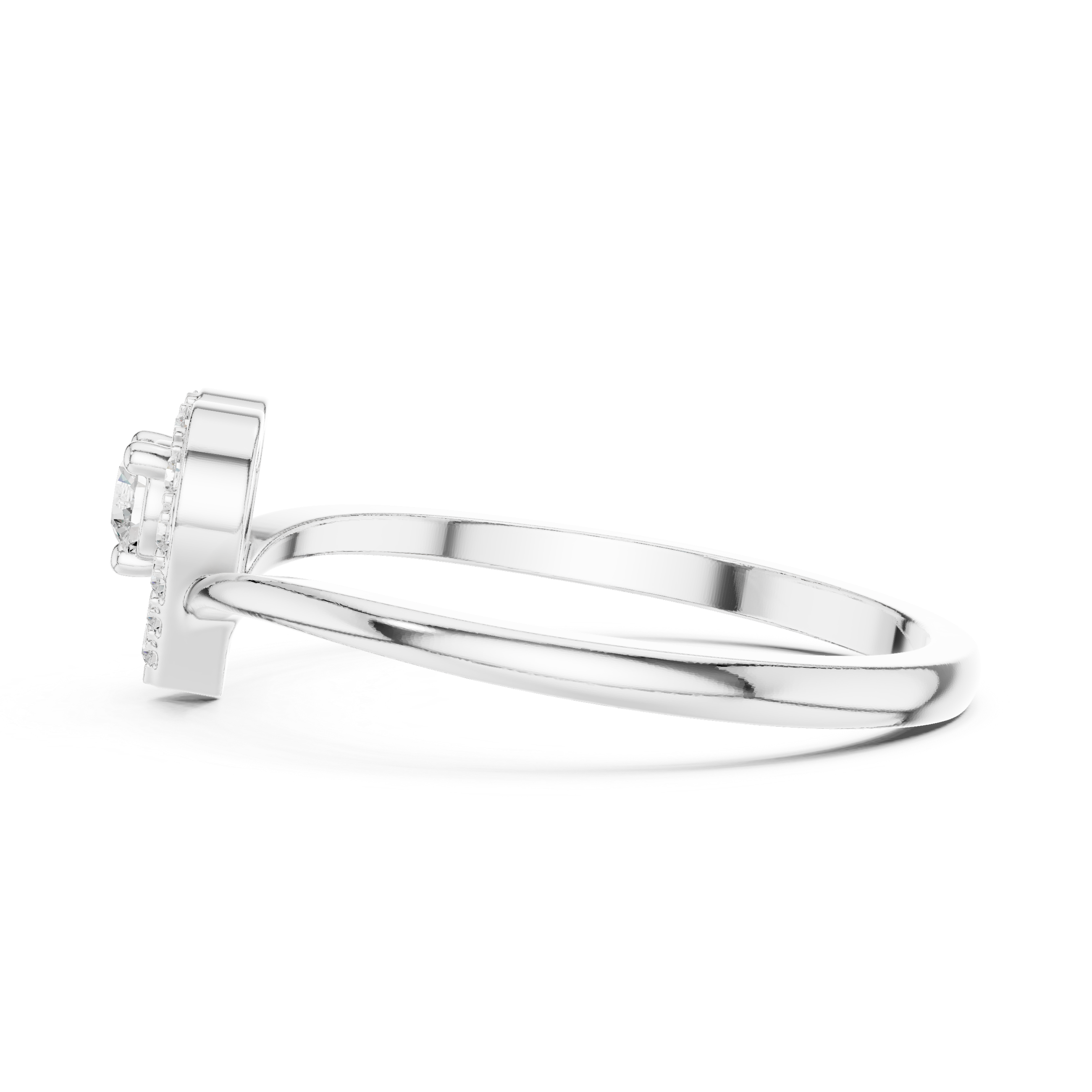 Ladies heart halo diamond ring in gold with round lab grown diamonds by Signora Jewels