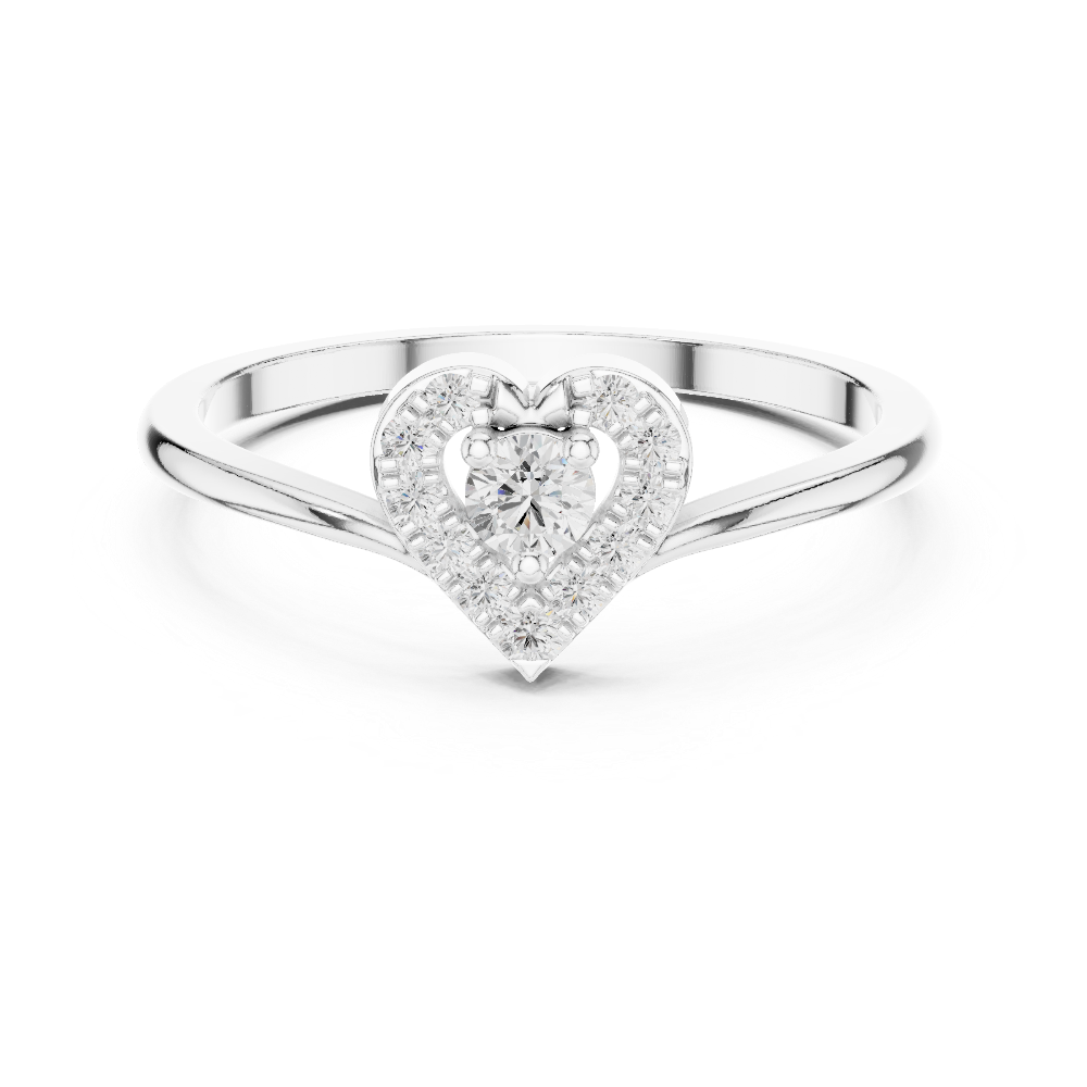 Ladies heart halo diamond ring in gold with round lab grown diamonds by Signora Jewels