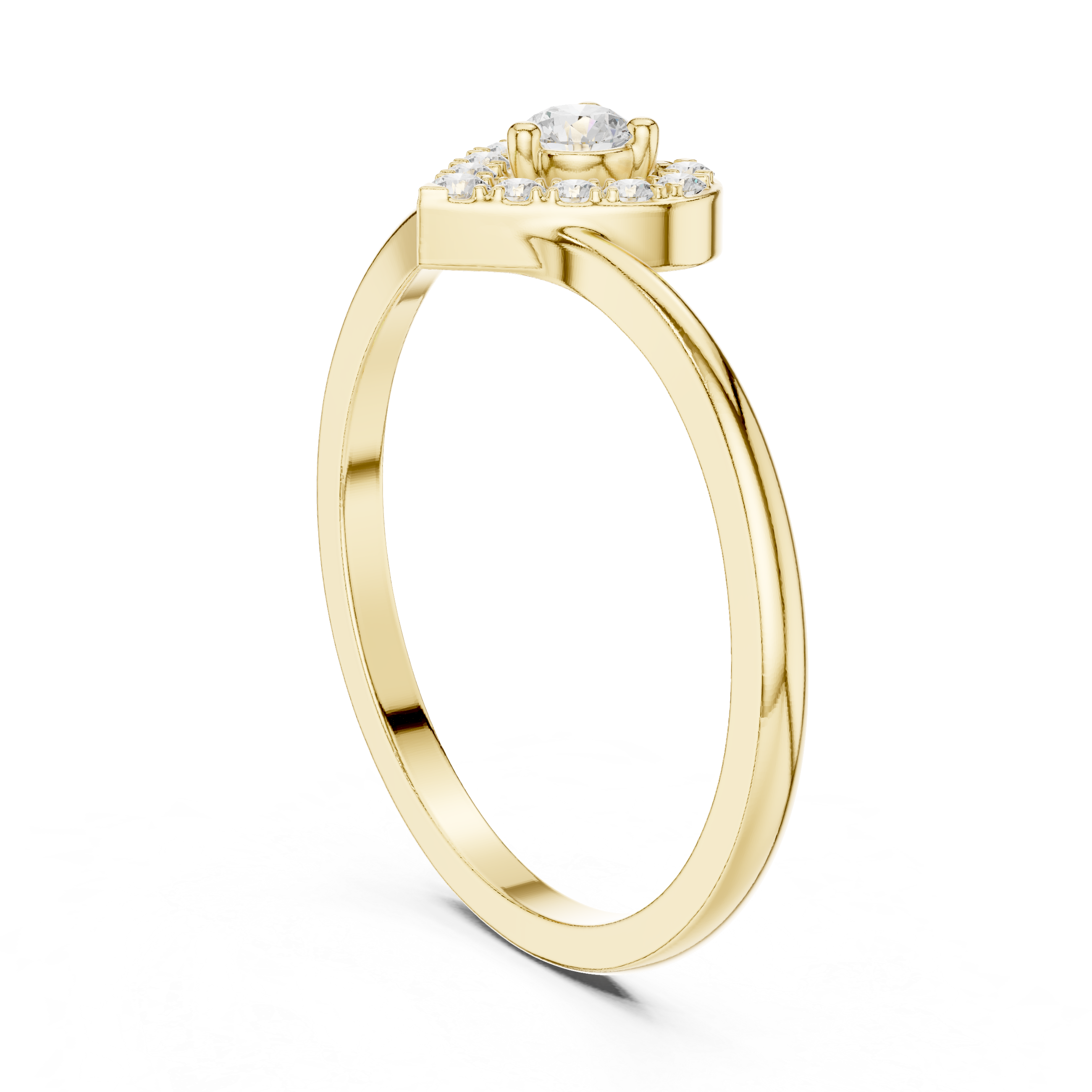 Ladies heart halo diamond ring in gold with round lab grown diamonds by Signora Jewels