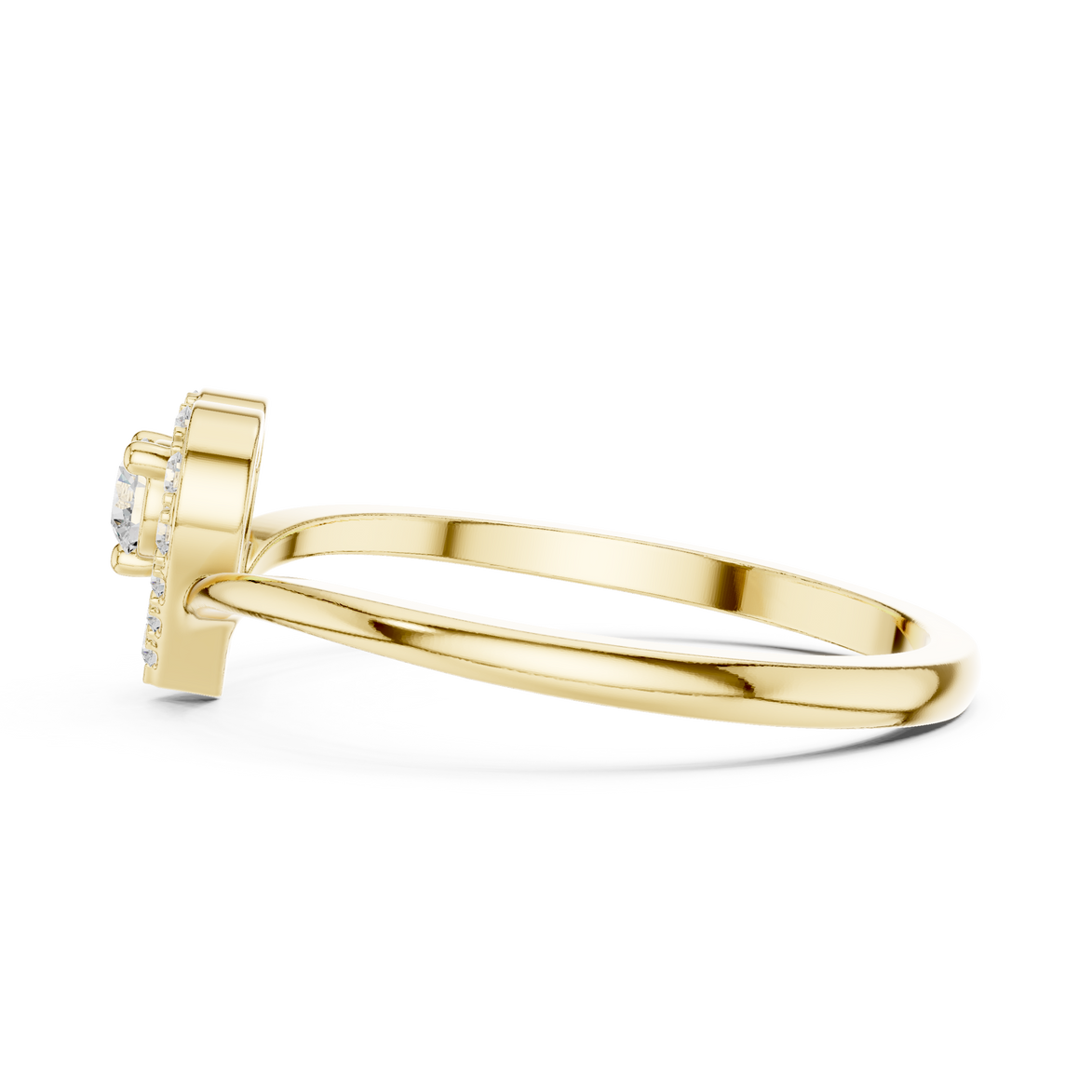 Ladies heart halo diamond ring in gold with round lab grown diamonds by Signora Jewels