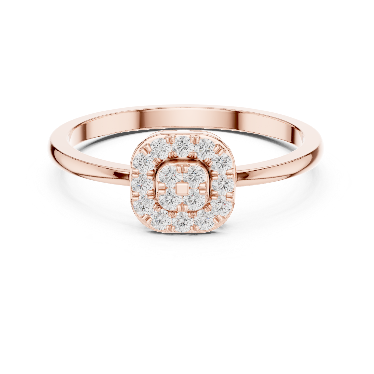 Ladies round cluster diamond ring in gold with round lab grown diamonds by Signora Jewels
