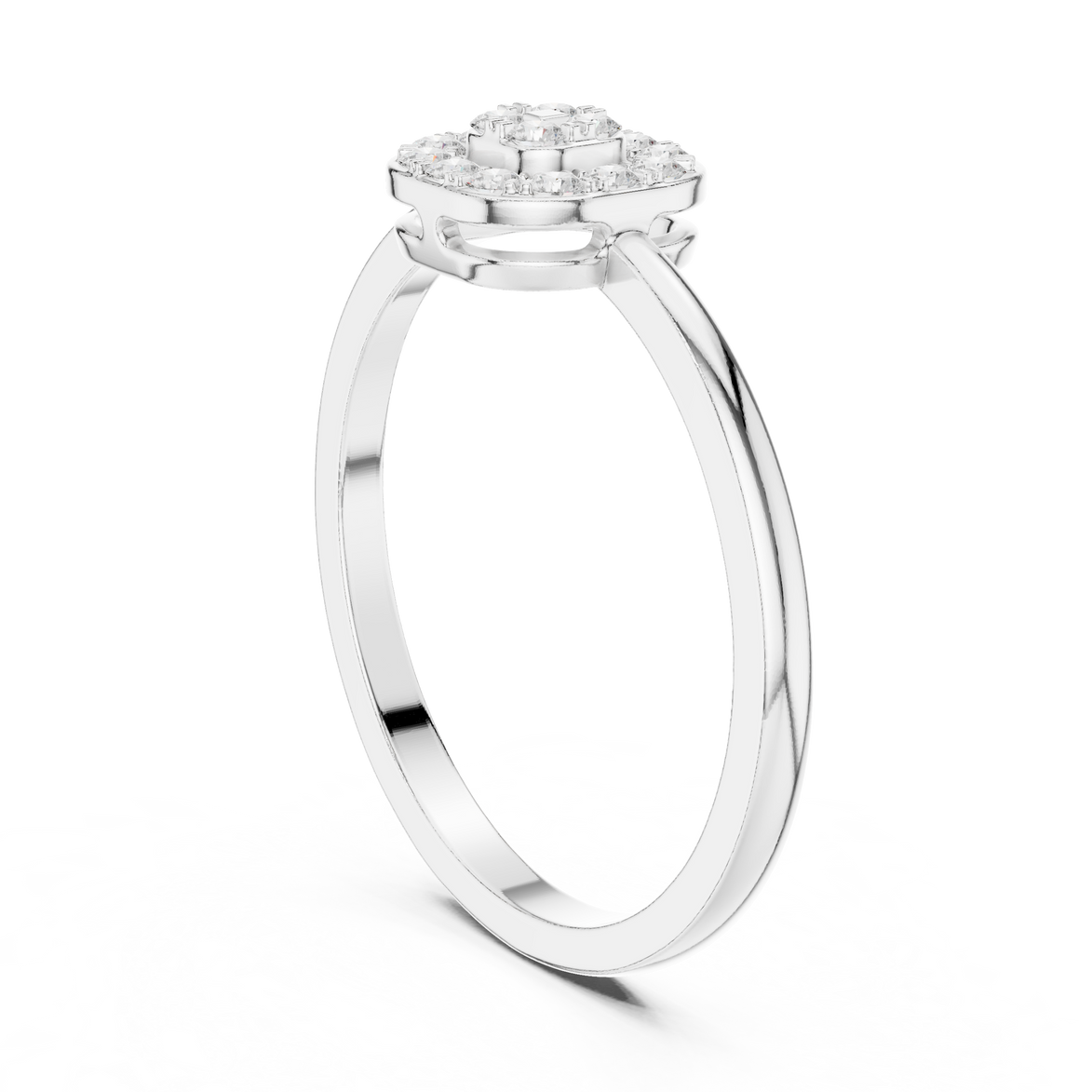Ladies round cluster diamond ring in gold with round lab grown diamonds by Signora Jewels