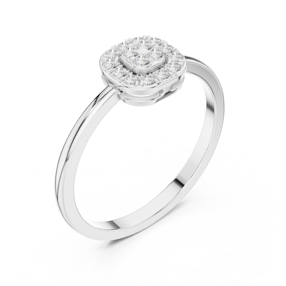 Ladies round cluster diamond ring in gold with round lab grown diamonds by Signora Jewels