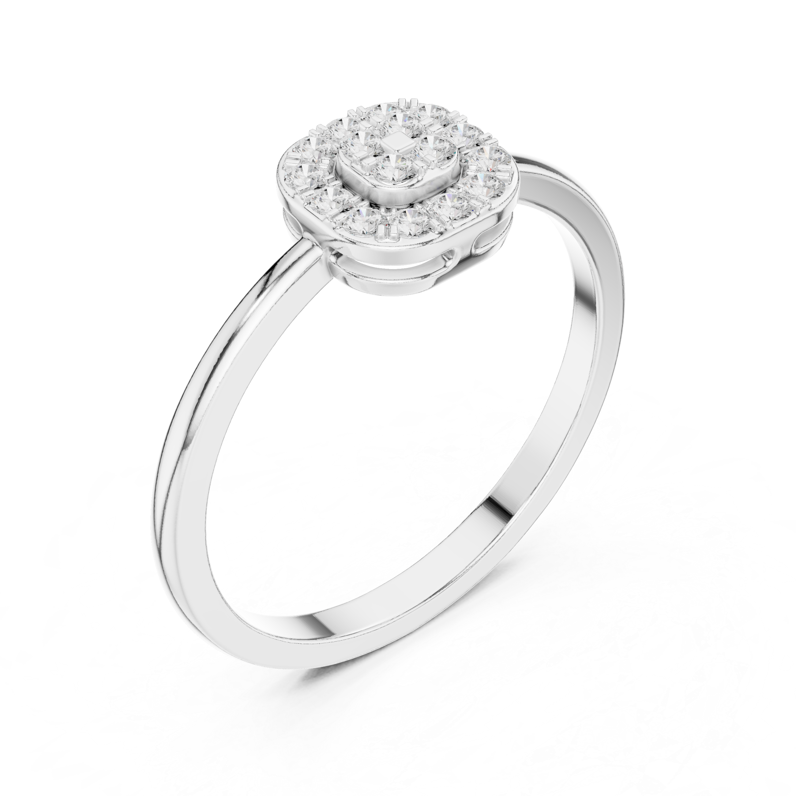 Ladies round cluster diamond ring in gold with round lab grown diamonds by Signora Jewels