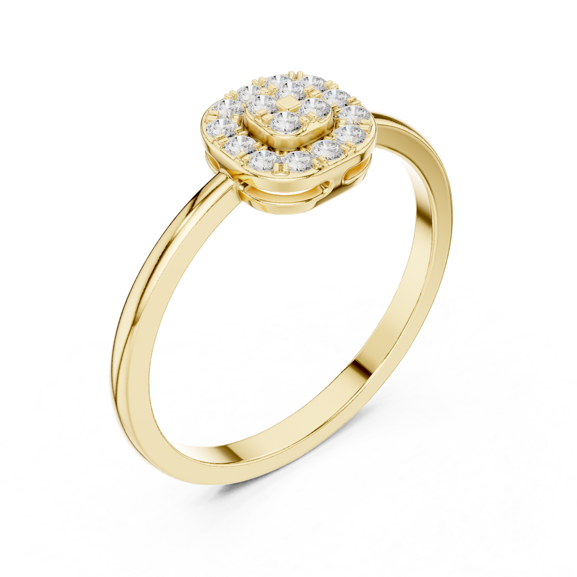 Ladies round cluster diamond ring in gold with round lab grown diamonds by Signora Jewels
