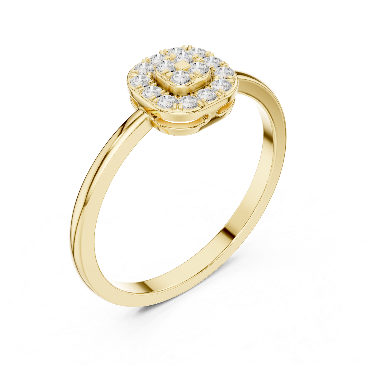Ladies round cluster diamond ring in gold with round lab grown diamonds by Signora Jewels