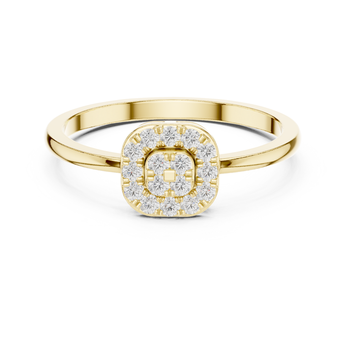 Ladies round cluster diamond ring in gold with round lab grown diamonds by Signora Jewels
