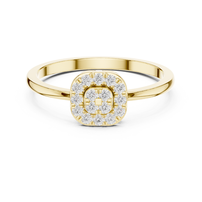 Ladies round cluster diamond ring in gold with round lab grown diamonds by Signora Jewels