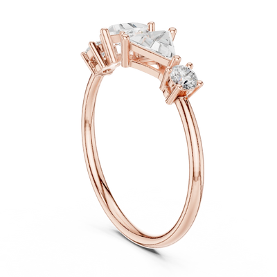 Round and trillion lab grown diamond five stone ring in rose gold