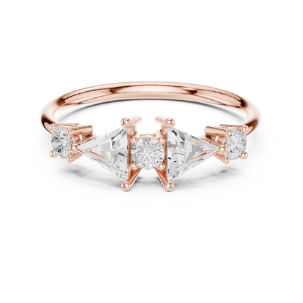 Ladies triangle diamond ring in gold with triangle and round lab grown diamonds by Signora Jewels