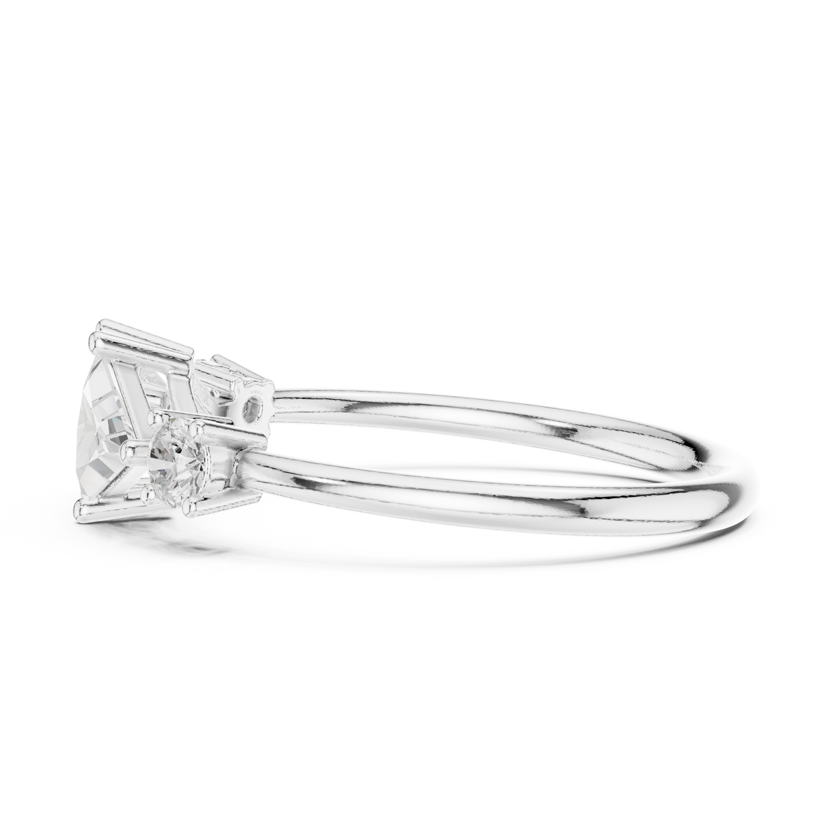 Ladies triangle diamond ring in gold with triangle and round lab grown diamonds by Signora Jewels
