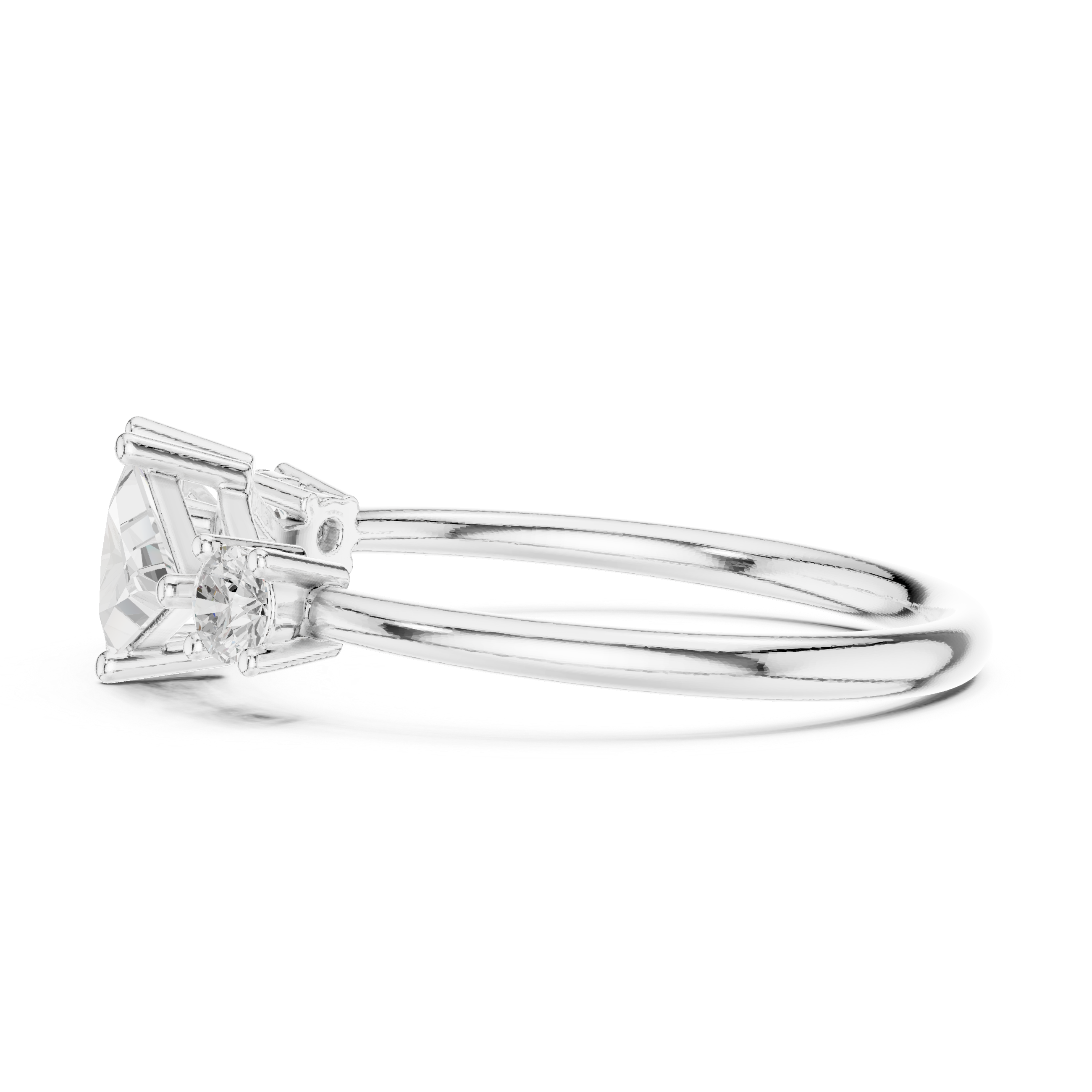 Ladies triangle diamond ring in gold with triangle and round lab grown diamonds by Signora Jewels