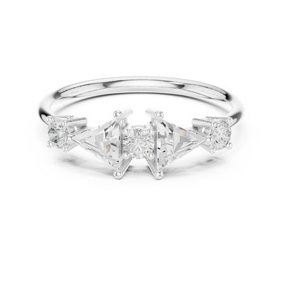 Ladies triangle diamond ring in gold with triangle and round lab grown diamonds by Signora Jewels