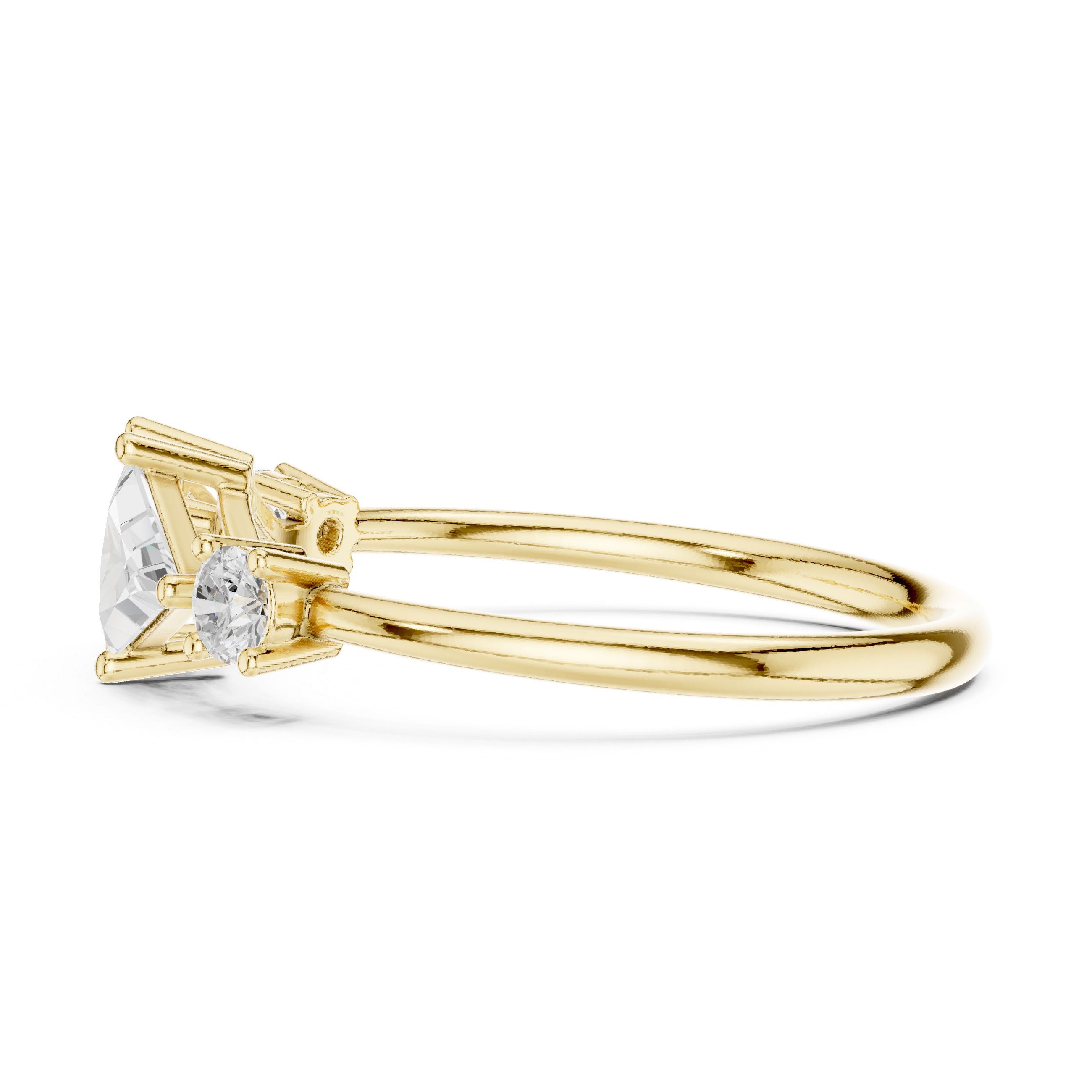 Ladies triangle diamond ring in gold with triangle and round lab grown diamonds by Signora Jewels