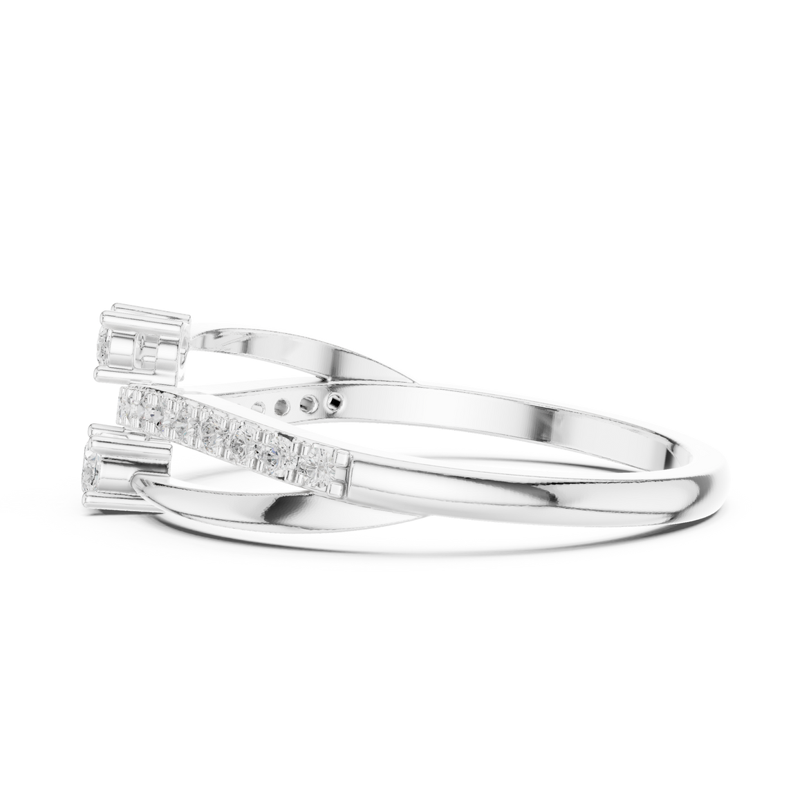 Ladies oval bypass diamond ring in gold with oval and round lab grown diamonds by Signora Jewels