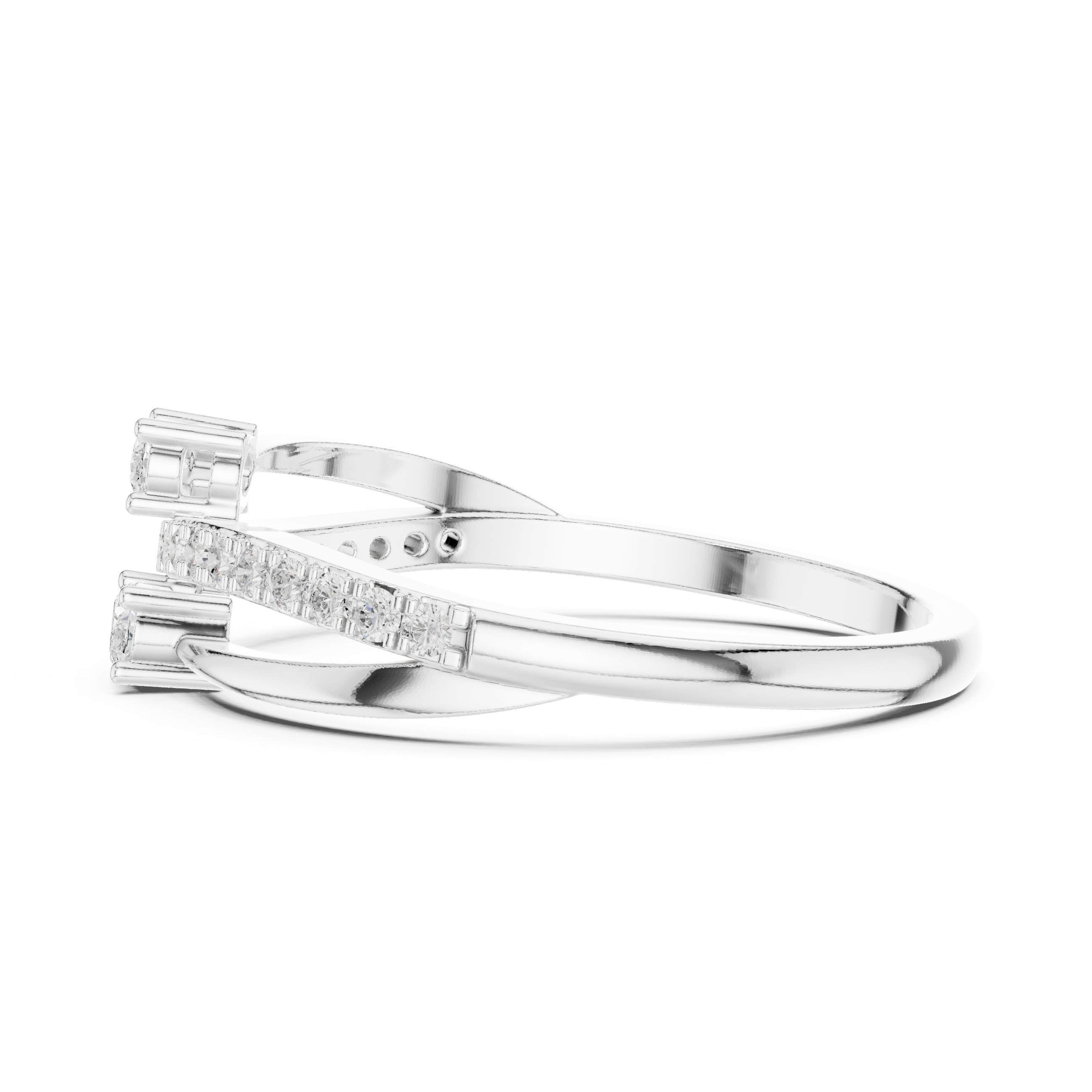 Ladies oval bypass diamond ring in gold with oval and round lab grown diamonds by Signora Jewels