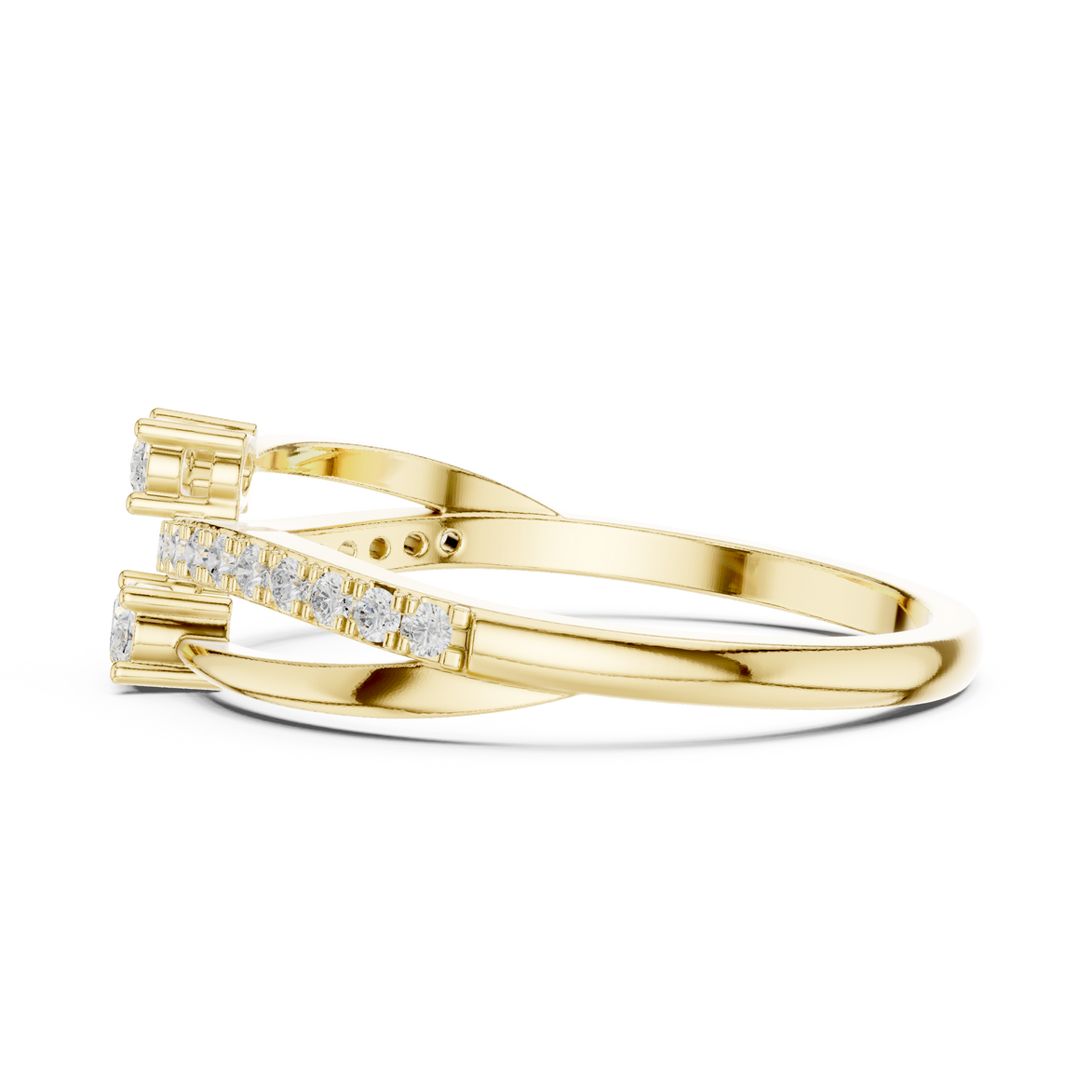 Ladies oval bypass diamond ring in gold with oval and round lab grown diamonds by Signora Jewels