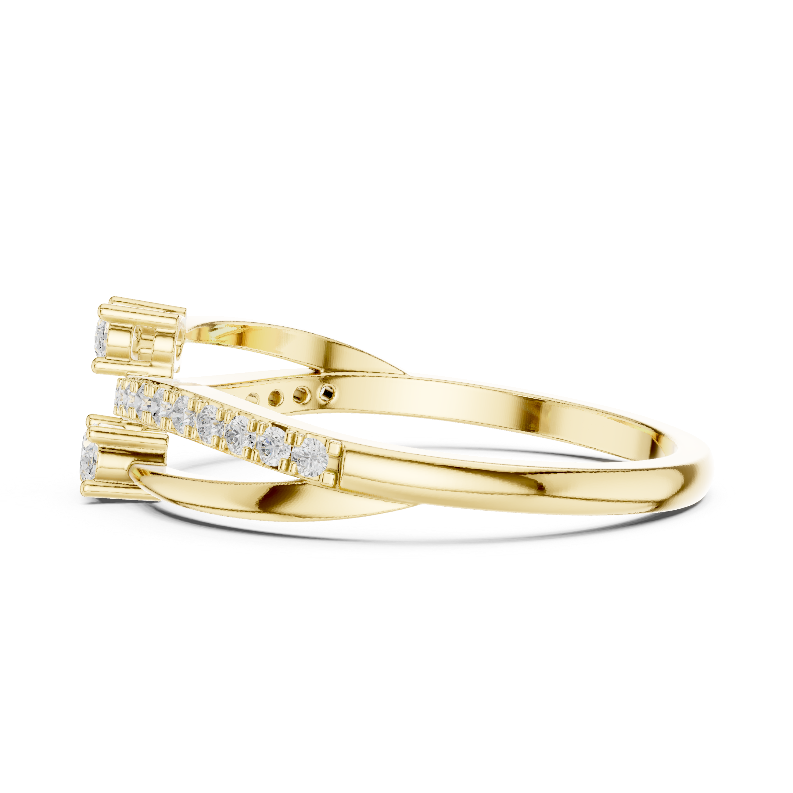 Ladies oval bypass diamond ring in gold with oval and round lab grown diamonds by Signora Jewels