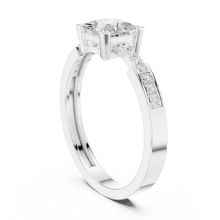 Princess lab grown diamond pavé engagement ring in white gold