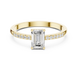 Ladies emerald side diamond ring in gold with emerald and round lab grown diamonds by Signora Jewels