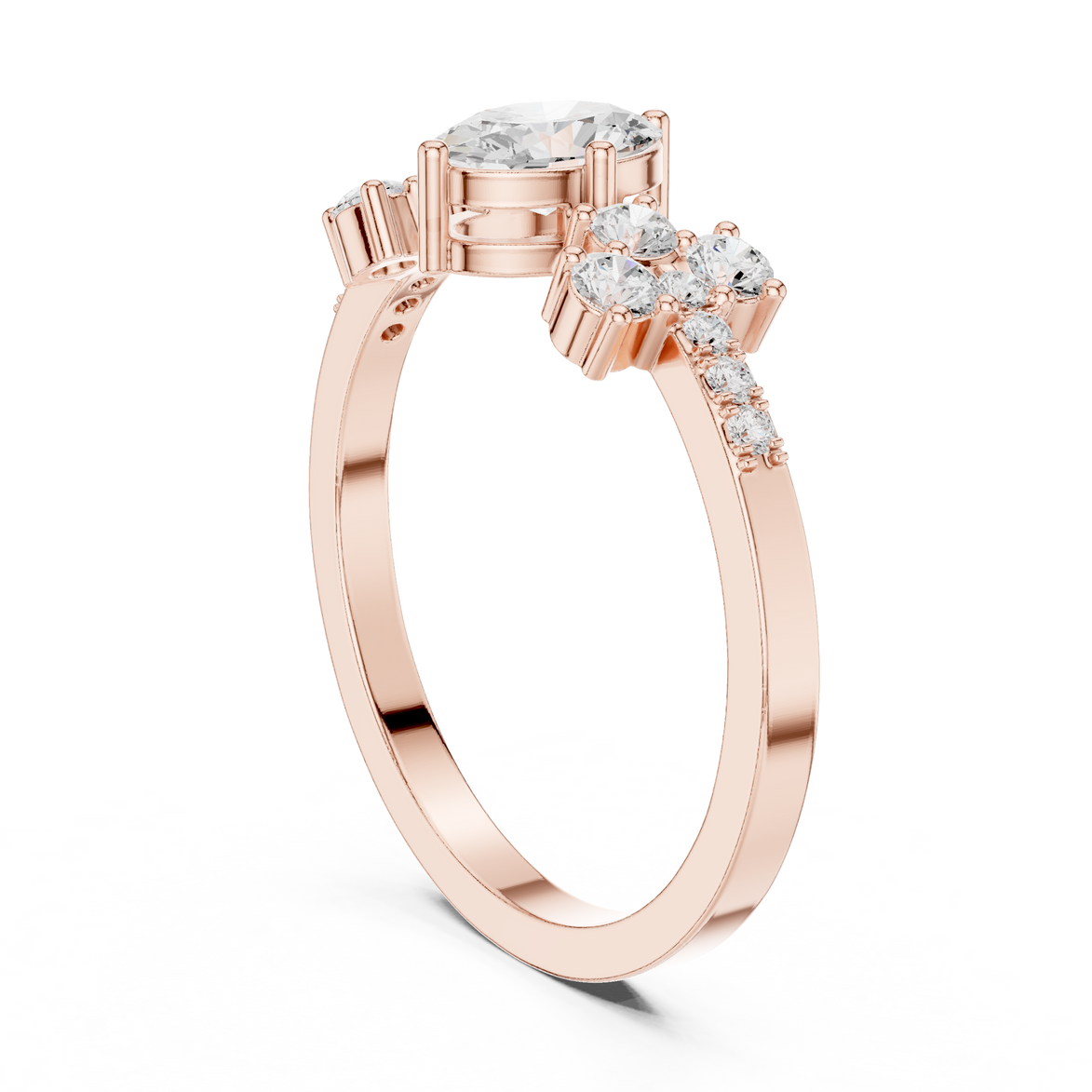 Ladies oval cluster diamond ring in gold with oval and round lab grown diamonds by Signora Jewels