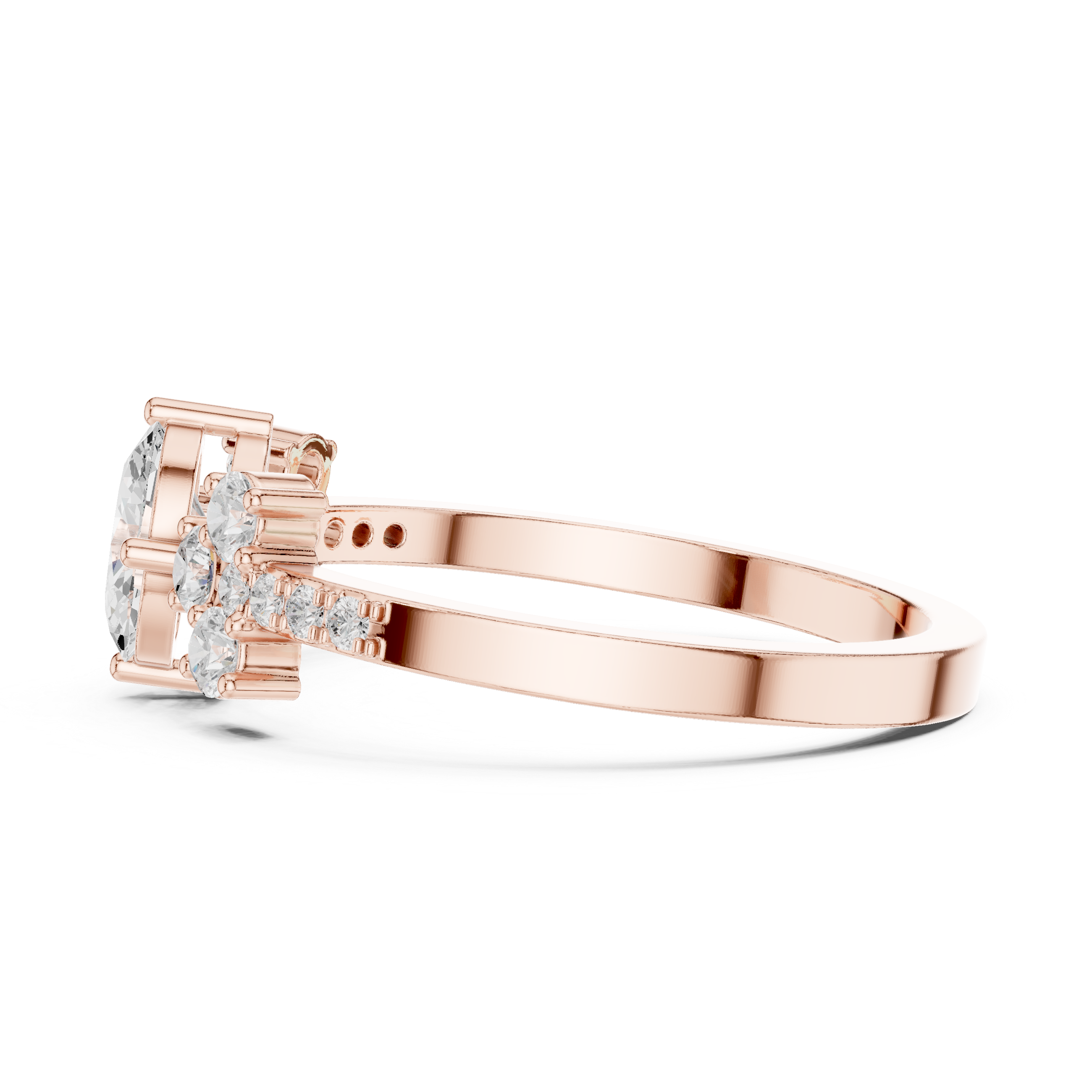 Ladies oval cluster diamond ring in gold with oval and round lab grown diamonds by Signora Jewels