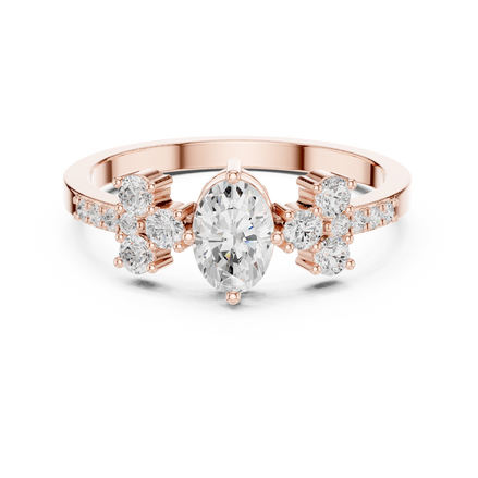 Ladies oval cluster diamond ring in gold with oval and round lab grown diamonds by Signora Jewels