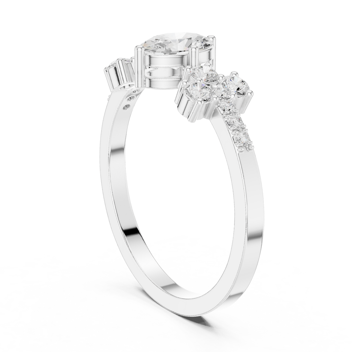 Ladies oval cluster diamond ring in gold with oval and round lab grown diamonds by Signora Jewels