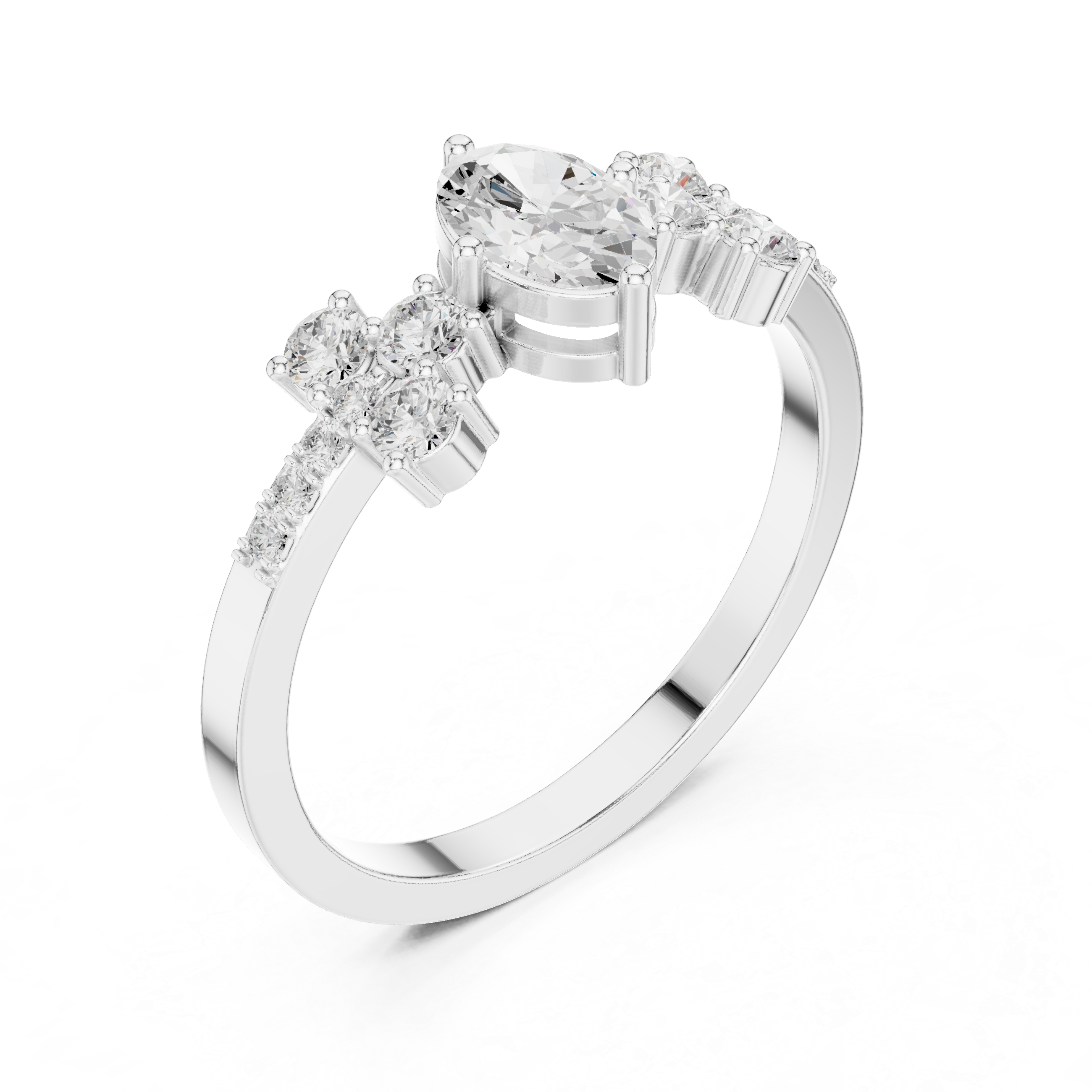 Ladies oval cluster diamond ring in gold with oval and round lab grown diamonds by Signora Jewels