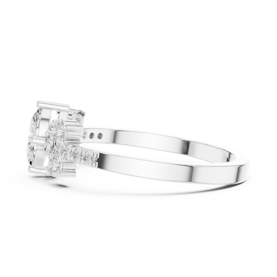 Ladies oval cluster diamond ring in gold with oval and round lab grown diamonds by Signora Jewels
