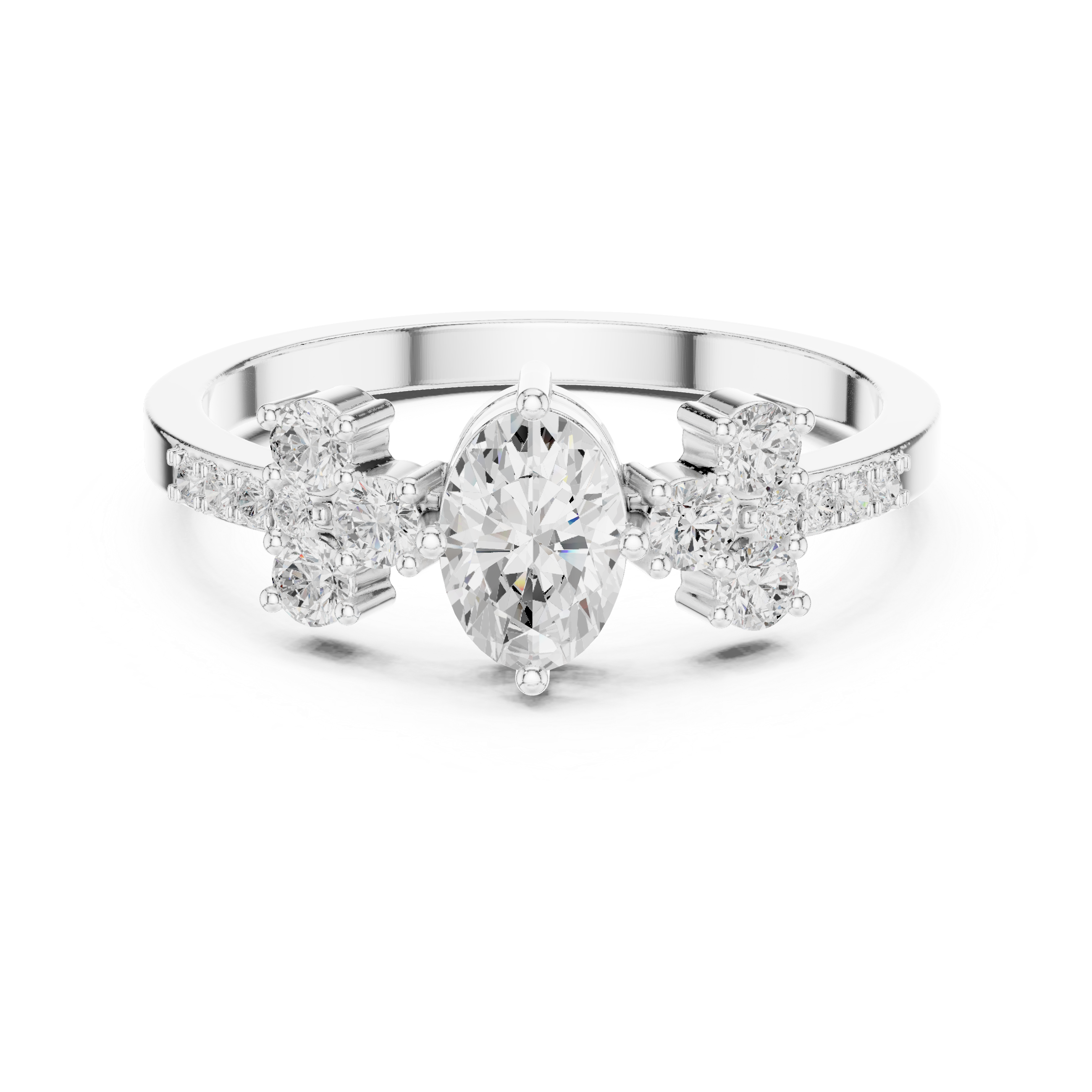 Ladies oval cluster diamond ring in gold with oval and round lab grown diamonds by Signora Jewels