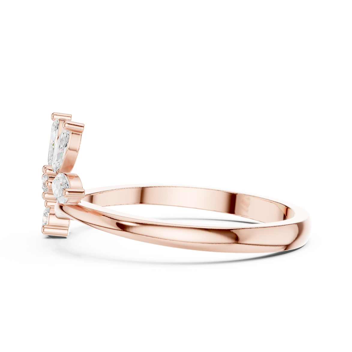 Ladies marquise floral diamond ring in gold with marquise and round lab grown diamonds by Signora Jewels