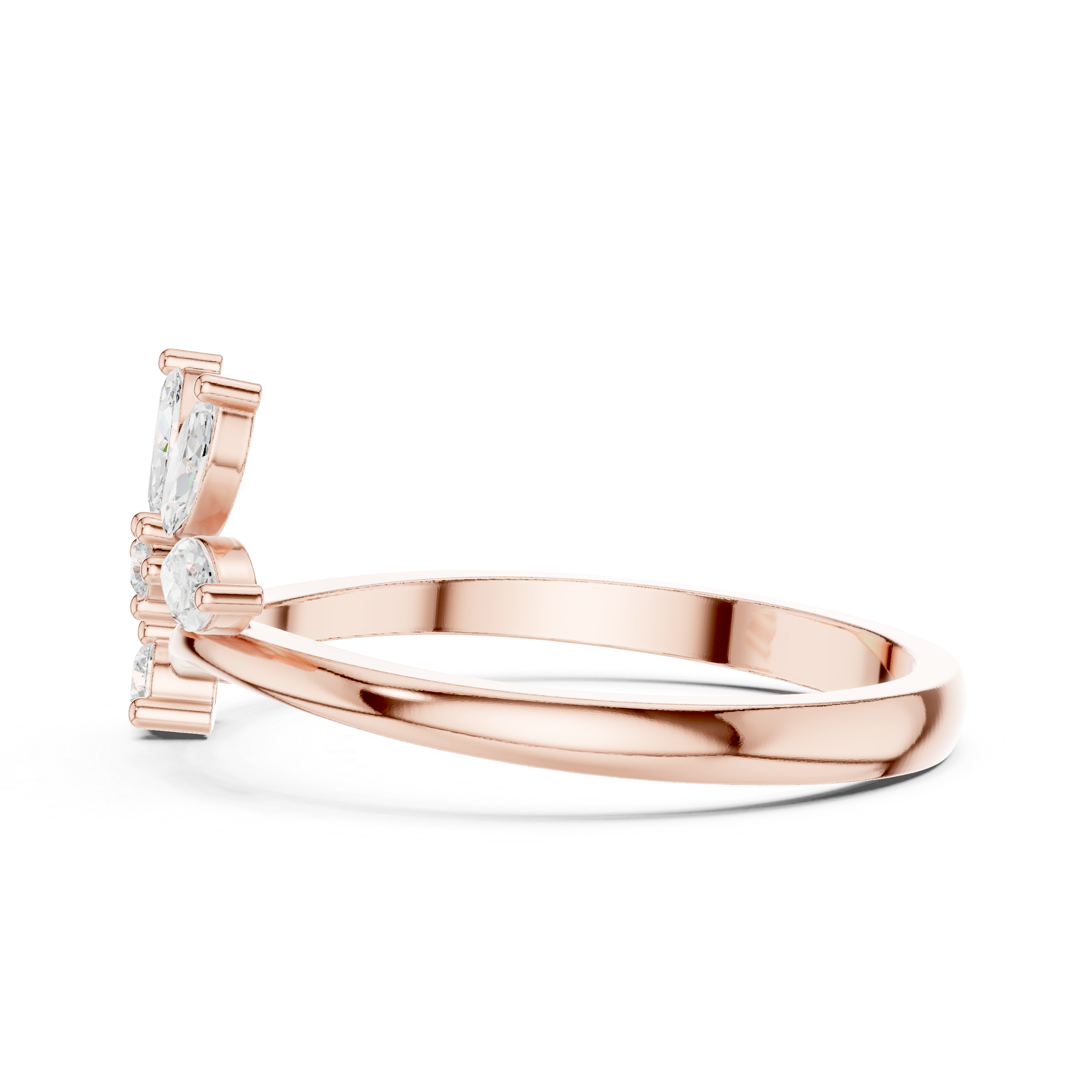 Ladies marquise floral diamond ring in gold with marquise and round lab grown diamonds by Signora Jewels