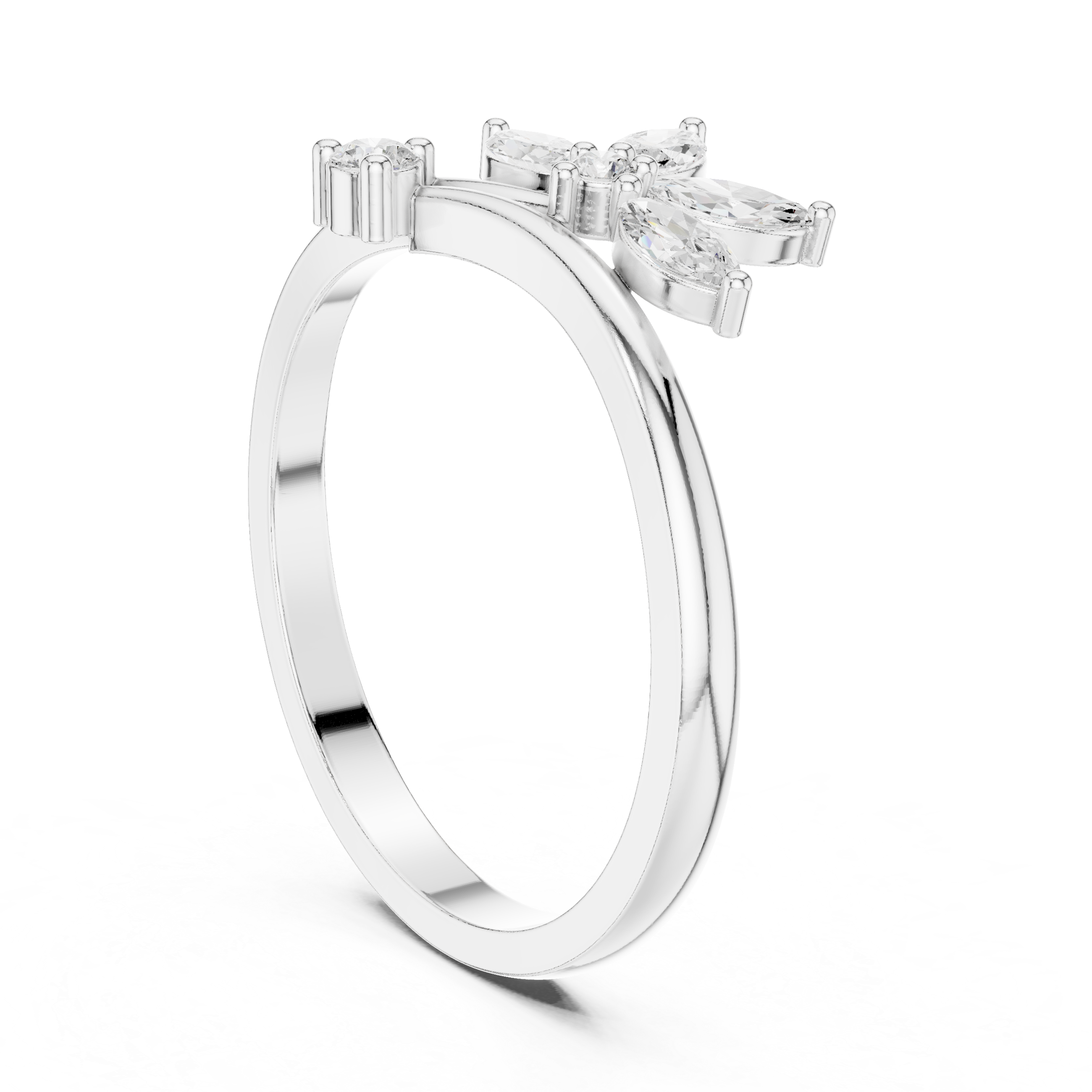 Ladies marquise floral diamond ring in gold with marquise and round lab grown diamonds by Signora Jewels