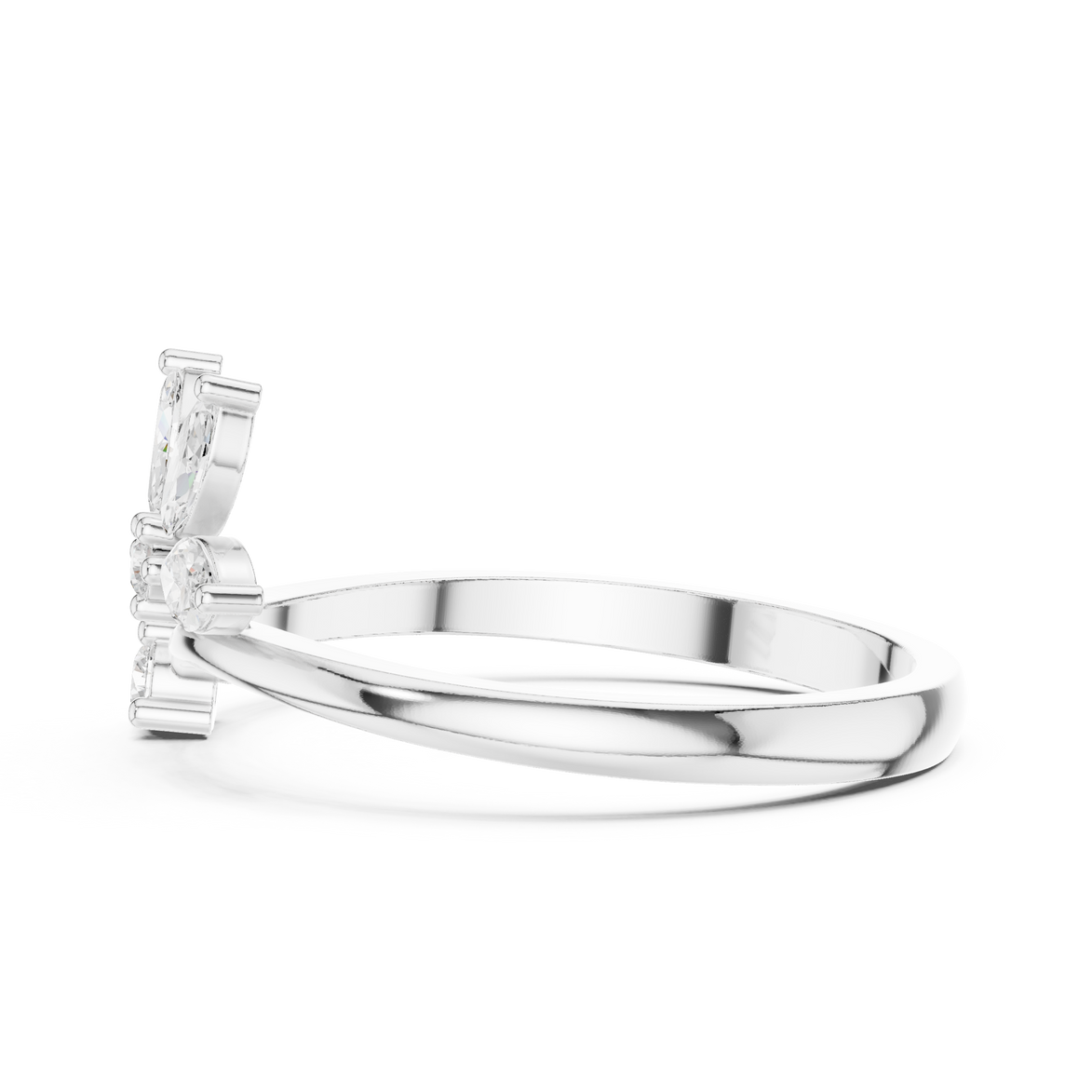 Ladies marquise floral diamond ring in gold with marquise and round lab grown diamonds by Signora Jewels