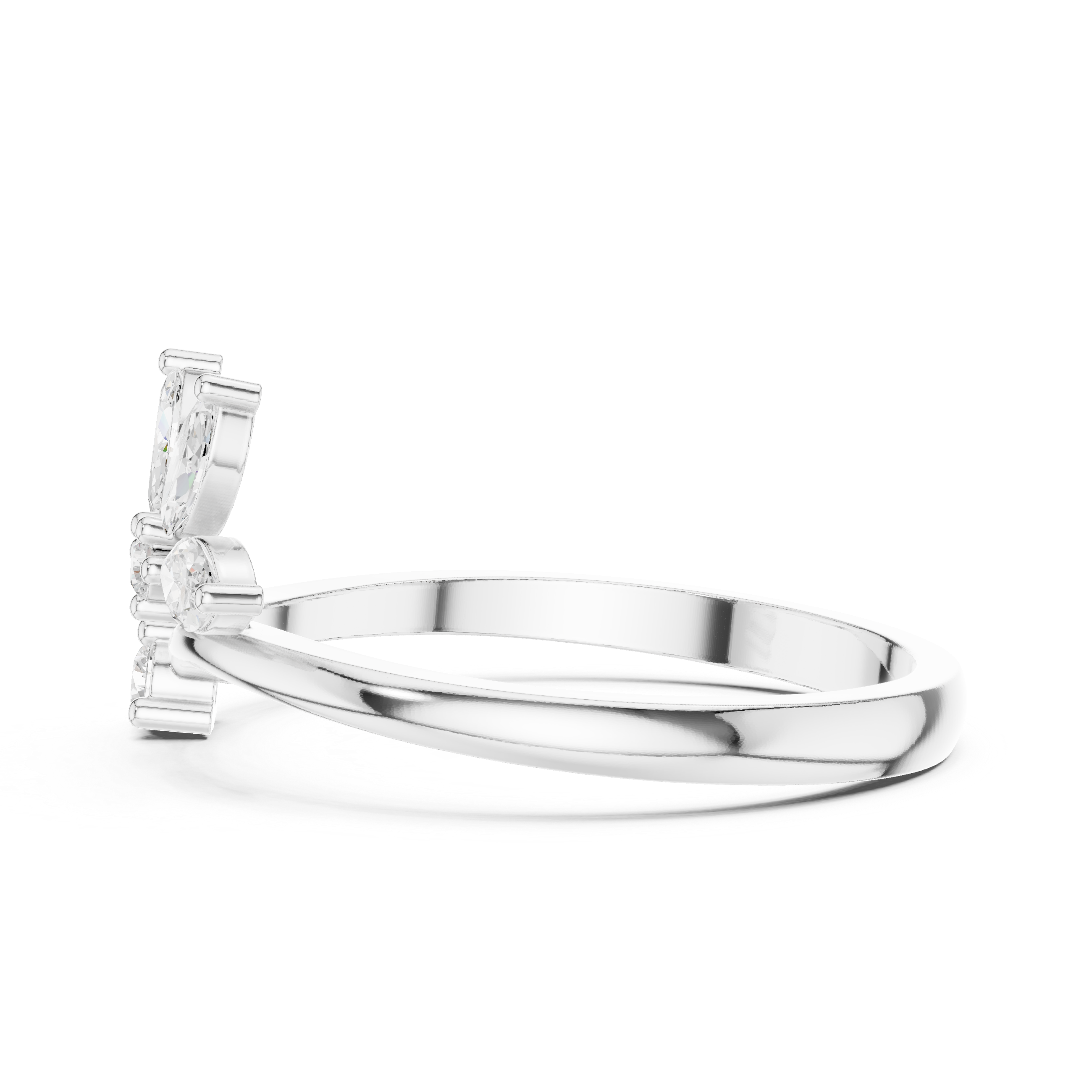 Ladies marquise floral diamond ring in gold with marquise and round lab grown diamonds by Signora Jewels