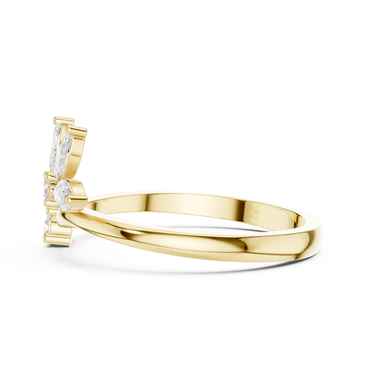 Ladies marquise floral diamond ring in gold with marquise and round lab grown diamonds by Signora Jewels