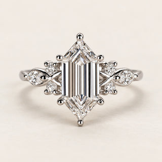 Elongated Hexagon Cut Lab Grown Diamond Engagement Ring in White Gold