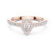 Ladies pear halo side diamond ring in gold with pear and round lab grown diamonds by Signora Jewels