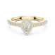 Ladies pear halo side diamond ring in gold with pear and round lab grown diamonds by Signora Jewels