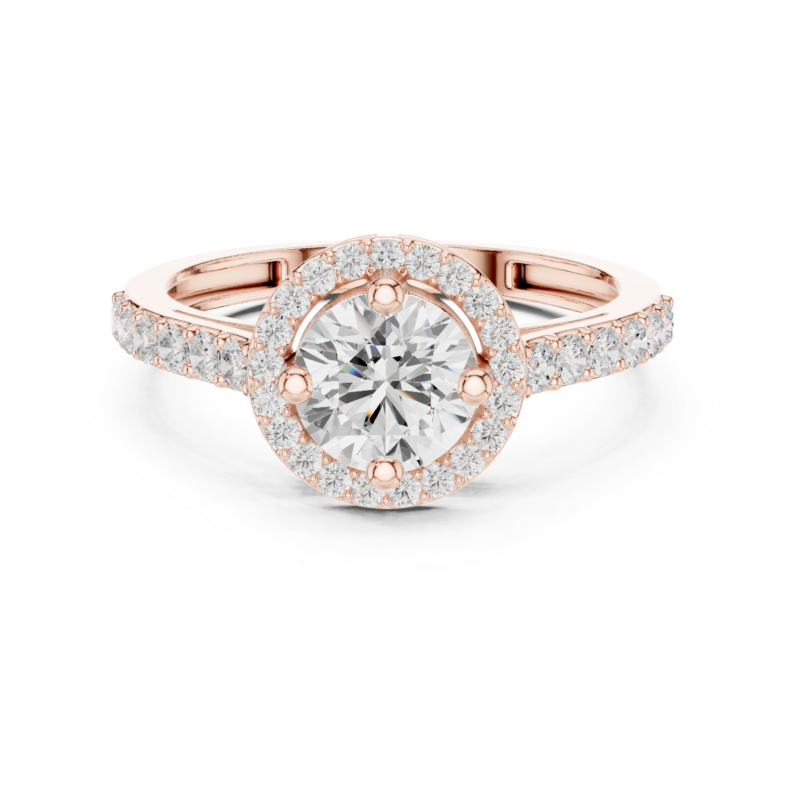 Ladies round halo side diamond ring in gold with round lab grown diamonds by Signora Jewels