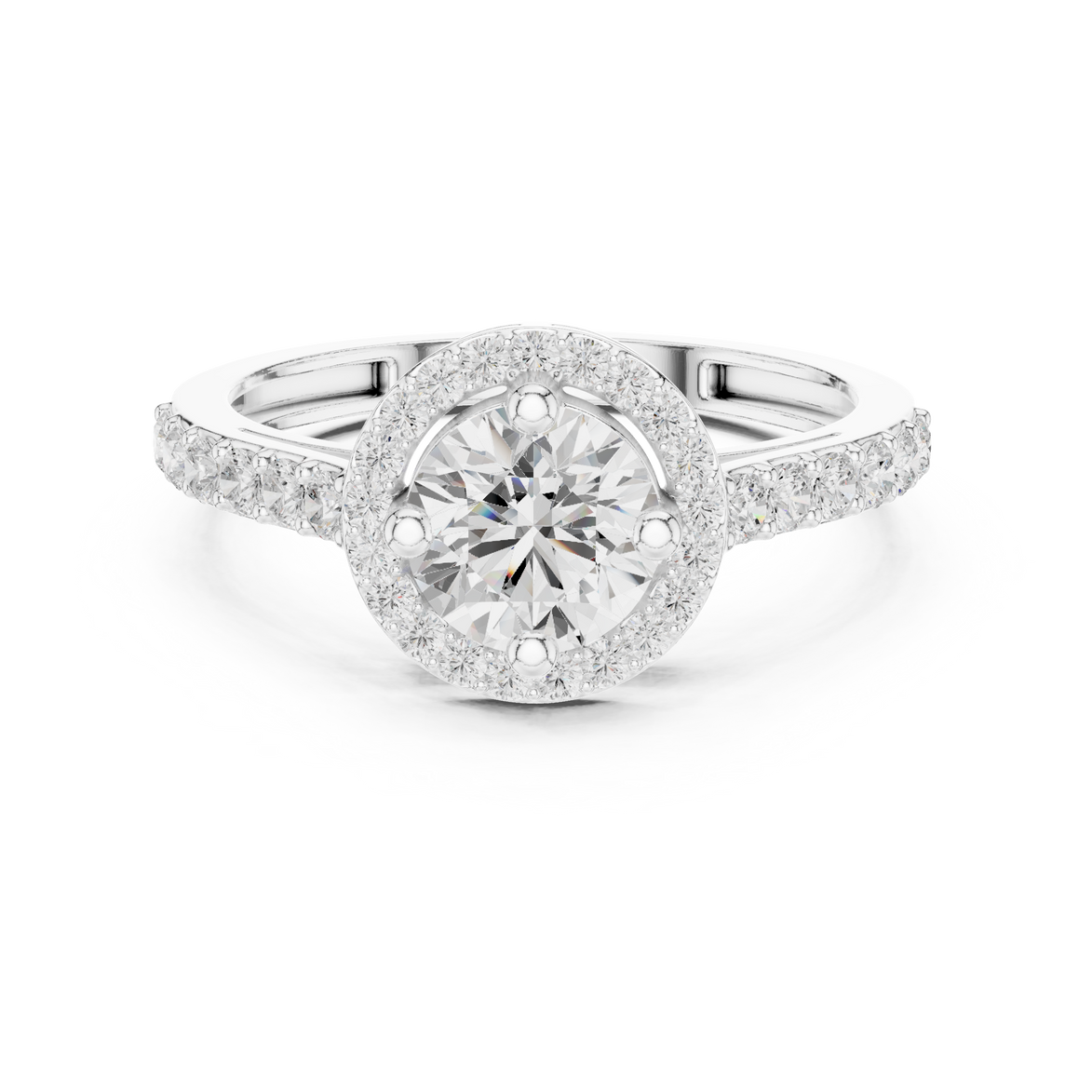 Ladies round halo side diamond ring in gold with round lab grown diamonds by Signora Jewels
