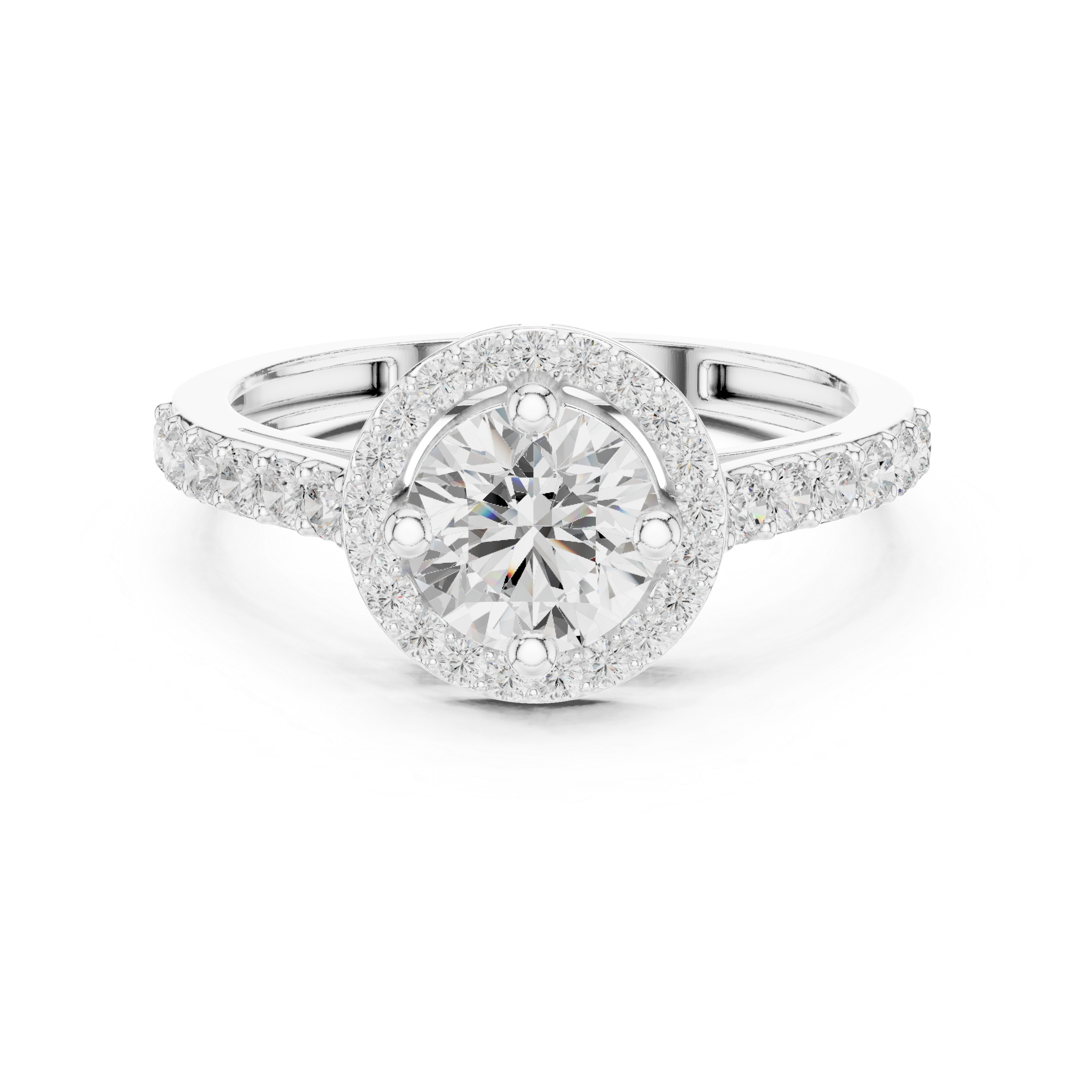 Ladies round halo side diamond ring in gold with round lab grown diamonds by Signora Jewels