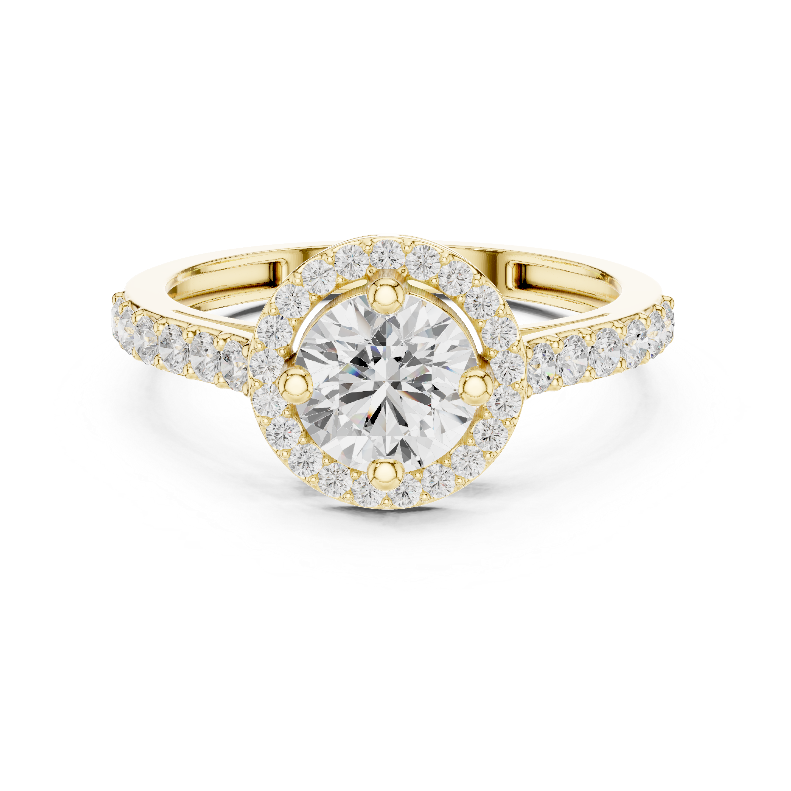 Ladies round halo side diamond ring in gold with round lab grown diamonds by Signora Jewels