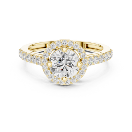 Ladies round halo side diamond ring in gold with round lab grown diamonds by Signora Jewels