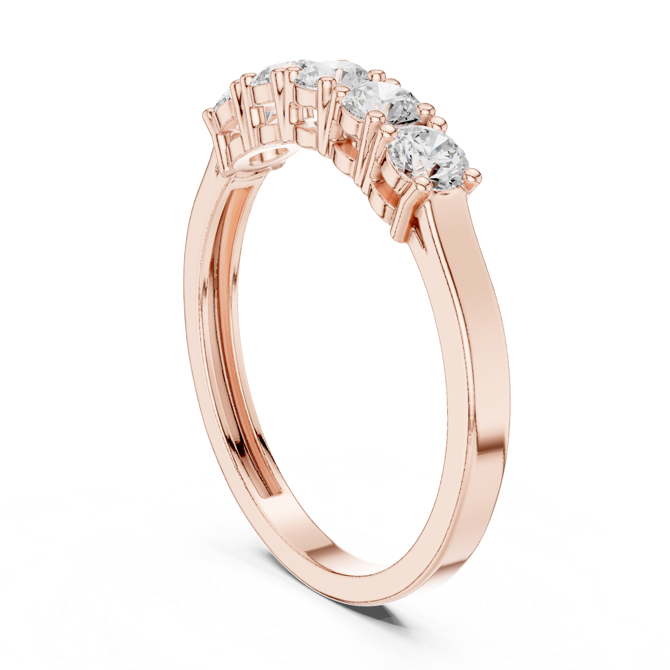 Ladies five stone diamond ring in gold with round lab grown diamonds by Signora Jewels