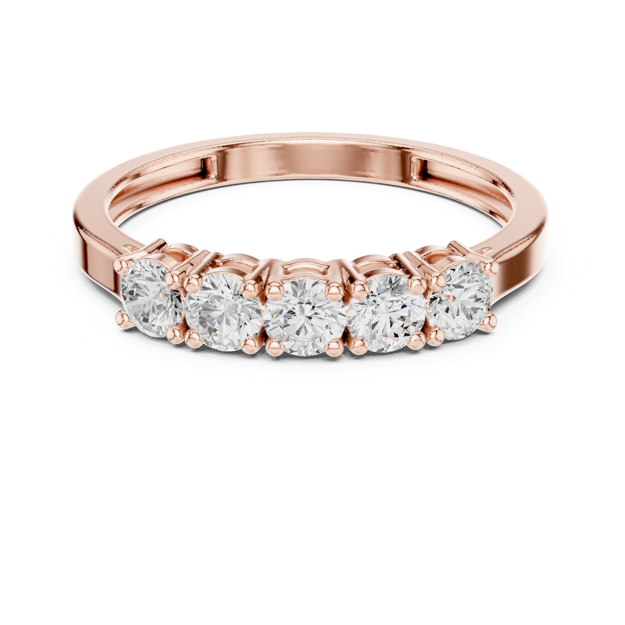 Ladies five stone diamond ring in gold with round lab grown diamonds by Signora Jewels