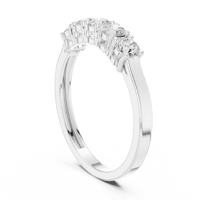 Round lab grown diamond five stone ring in white gold