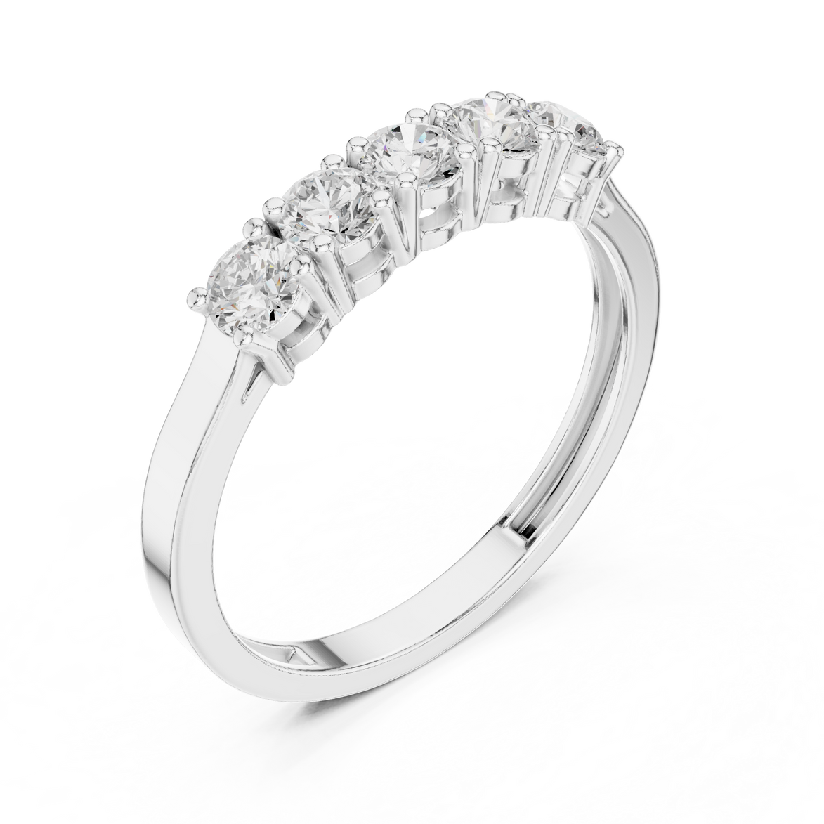 Ladies five stone diamond ring in gold with round lab grown diamonds by Signora Jewels
