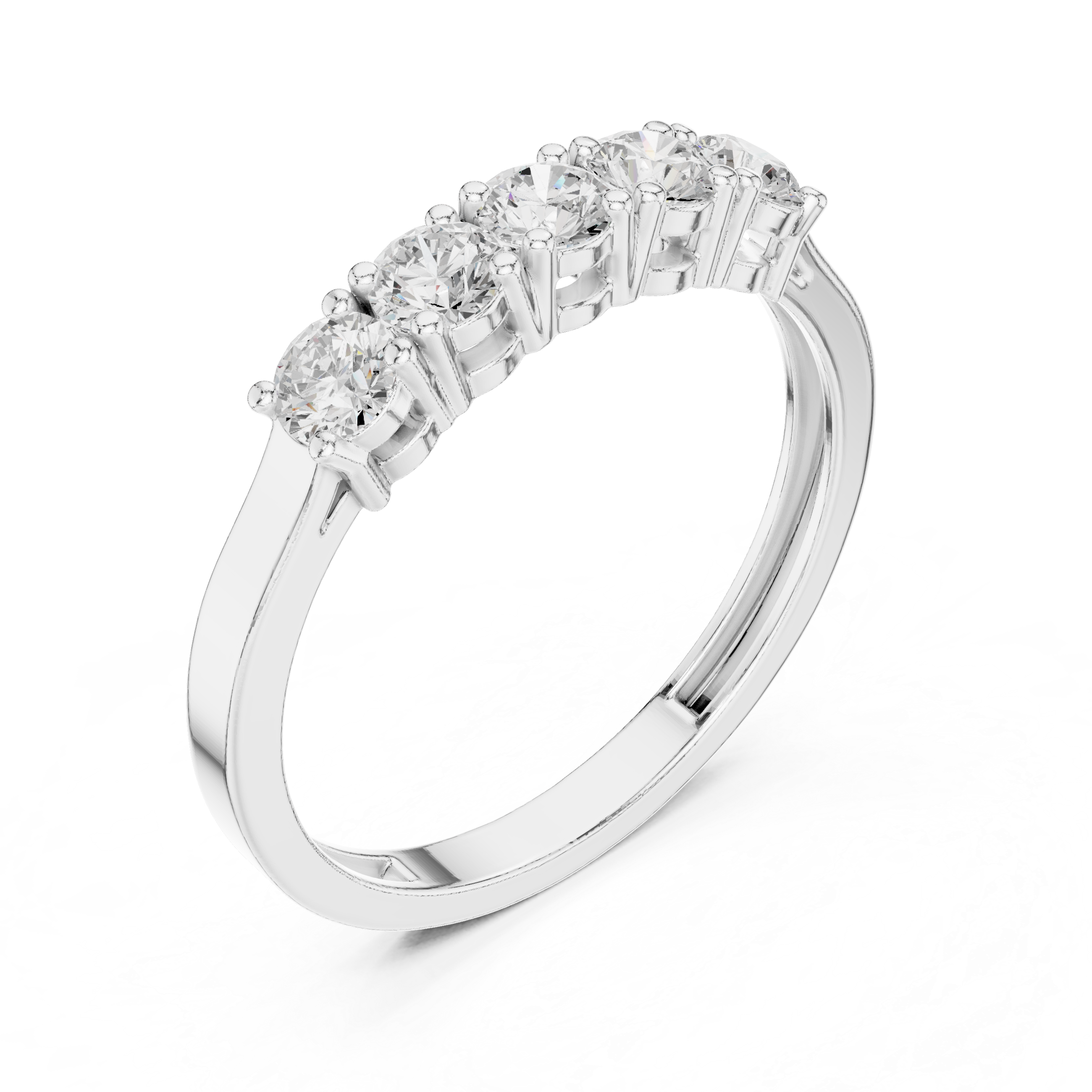 Ladies five stone diamond ring in gold with round lab grown diamonds by Signora Jewels